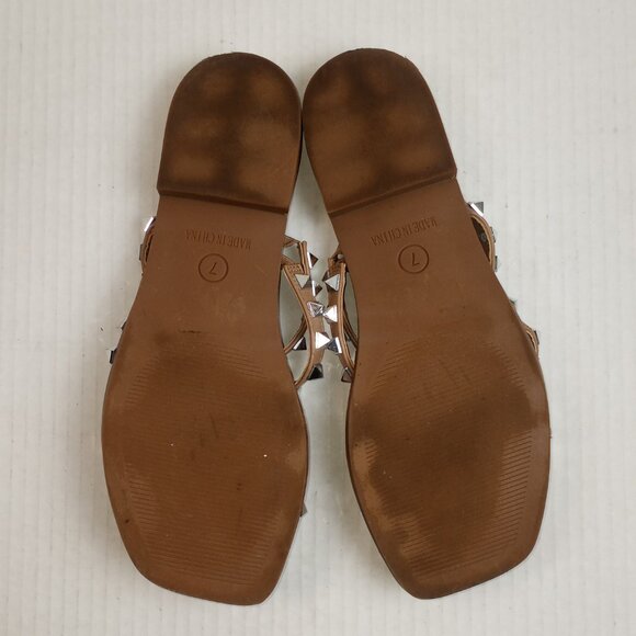 Kellparker Tan Silver Studded Slip On Sandals - Picture 5 of 5
